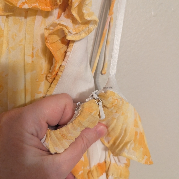 BHLDN Ava Chiffon Yellow Floral High-Neck Ruffled Maxi Dress - NWT! - Picture 8 of 10